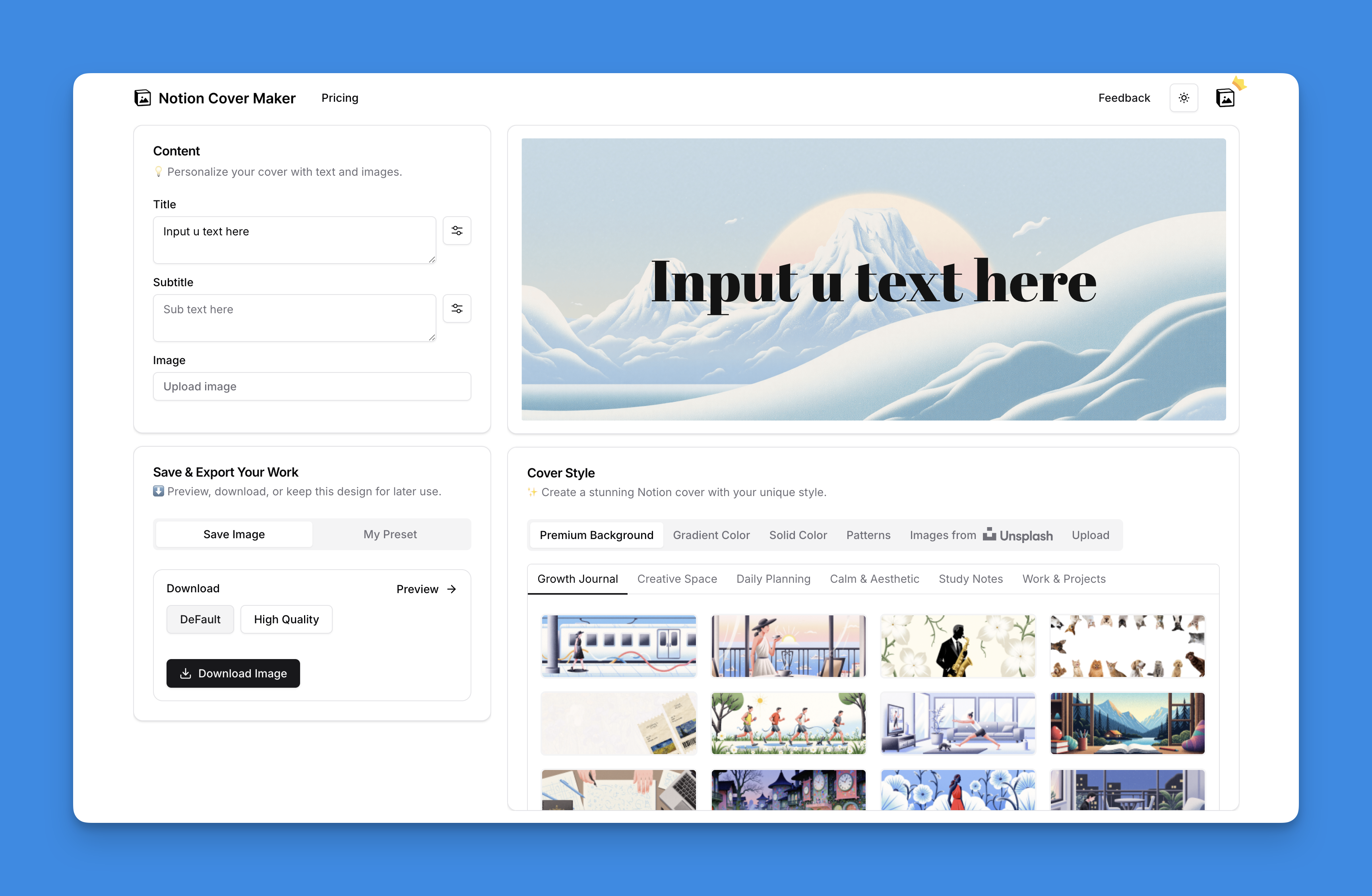 Notion Cover Maker Tool Screenshot