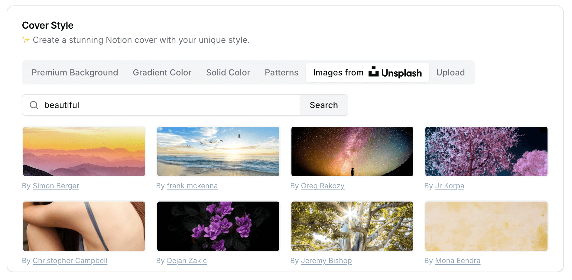Notion Cover Maker Unsplash Integration