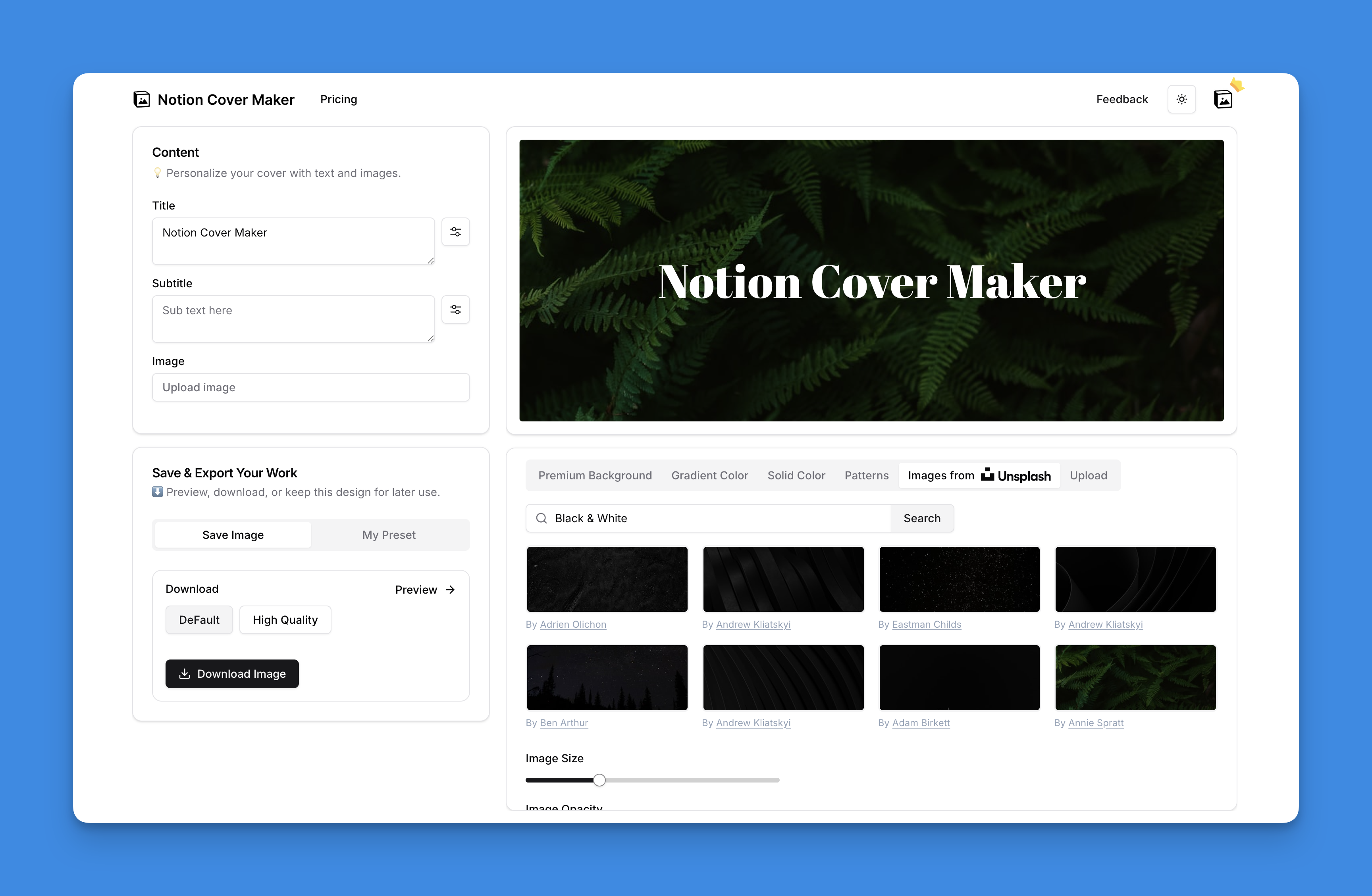 Notion Cover Maker Tool Screenshot