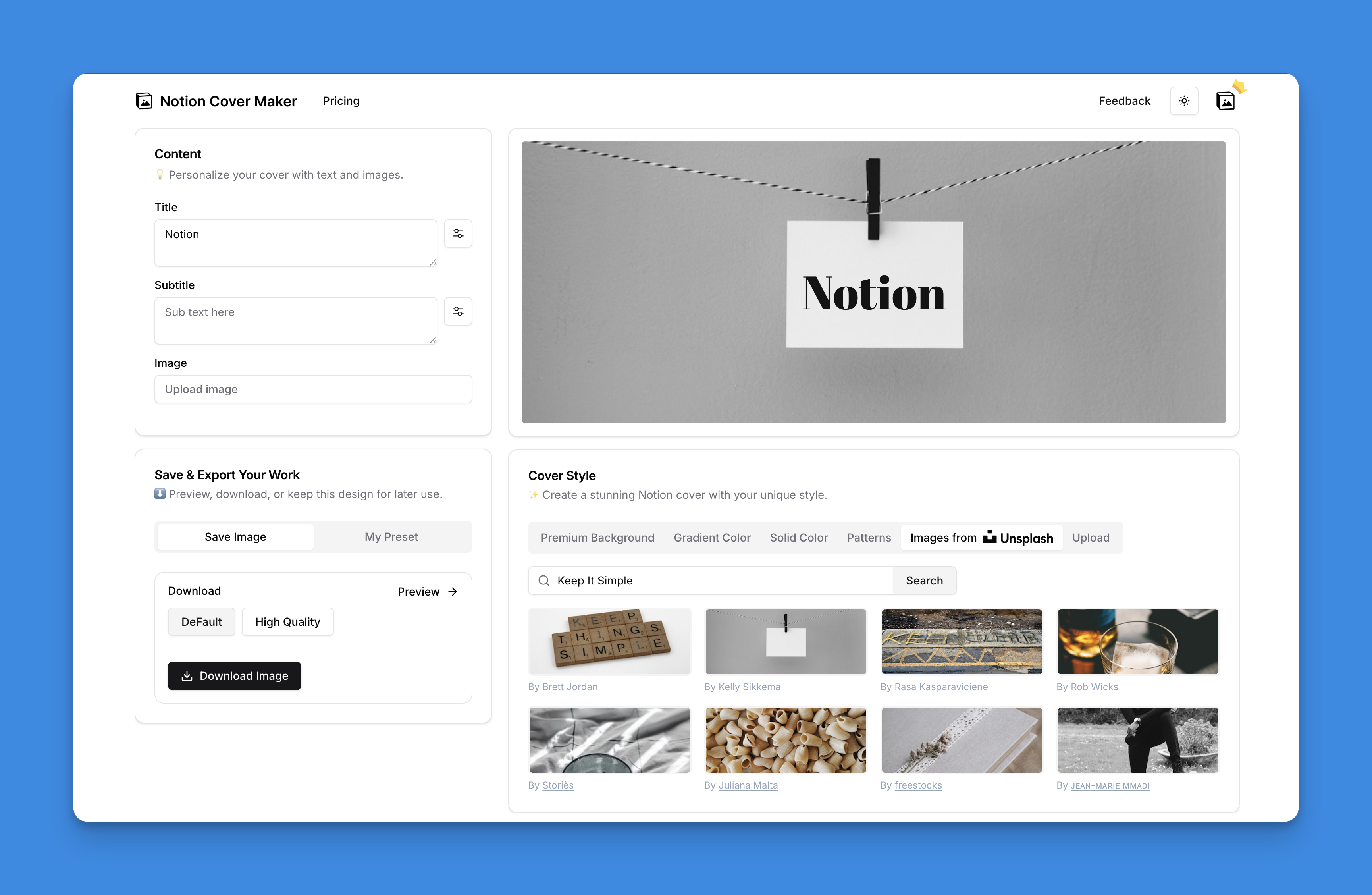 Notion Cover Maker Tool Screenshot